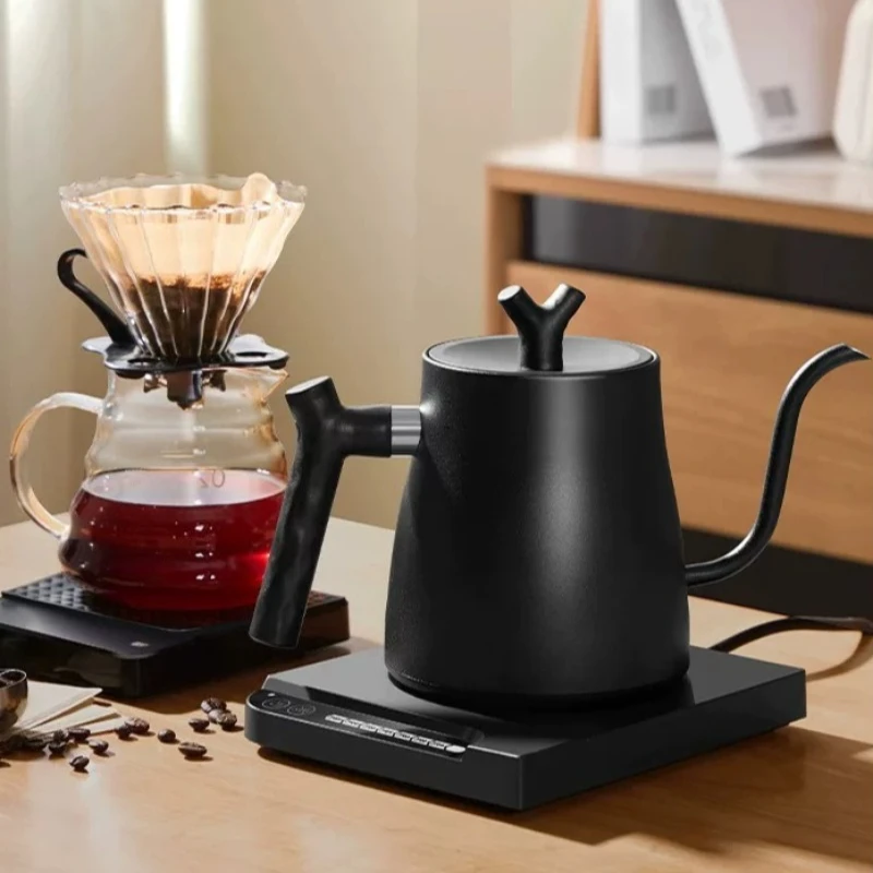 Intelligent temperature-controlled hand-brewed coffee pot household 304 stainless steel thin mouth pot