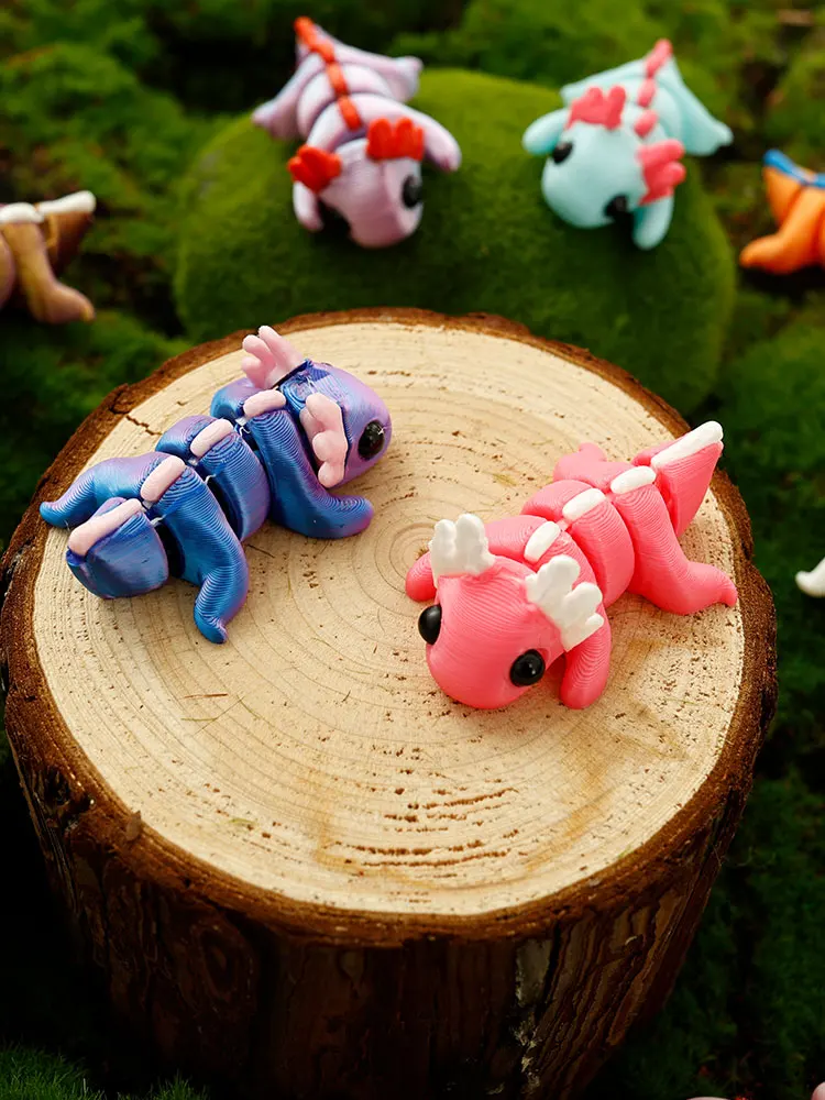 Figurine Axolotl en plastique imprimée en 3D, 24 pièces, Joint Flexible, Mini jouet Axolotl sensoriel, ajouter un jouet Animal imprimé en 3D amusant pour enfants