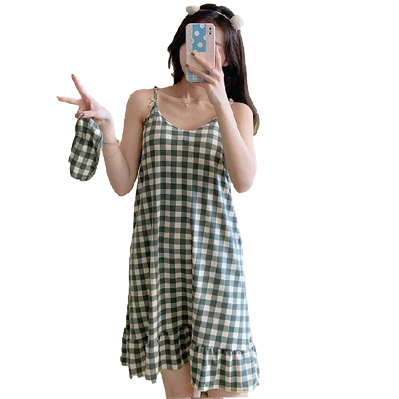 New Summer Women's Short Skirts Cute Nightdress Home Nightdress Women's Casual Loose Ladies Women's Dresses with Chest Pads