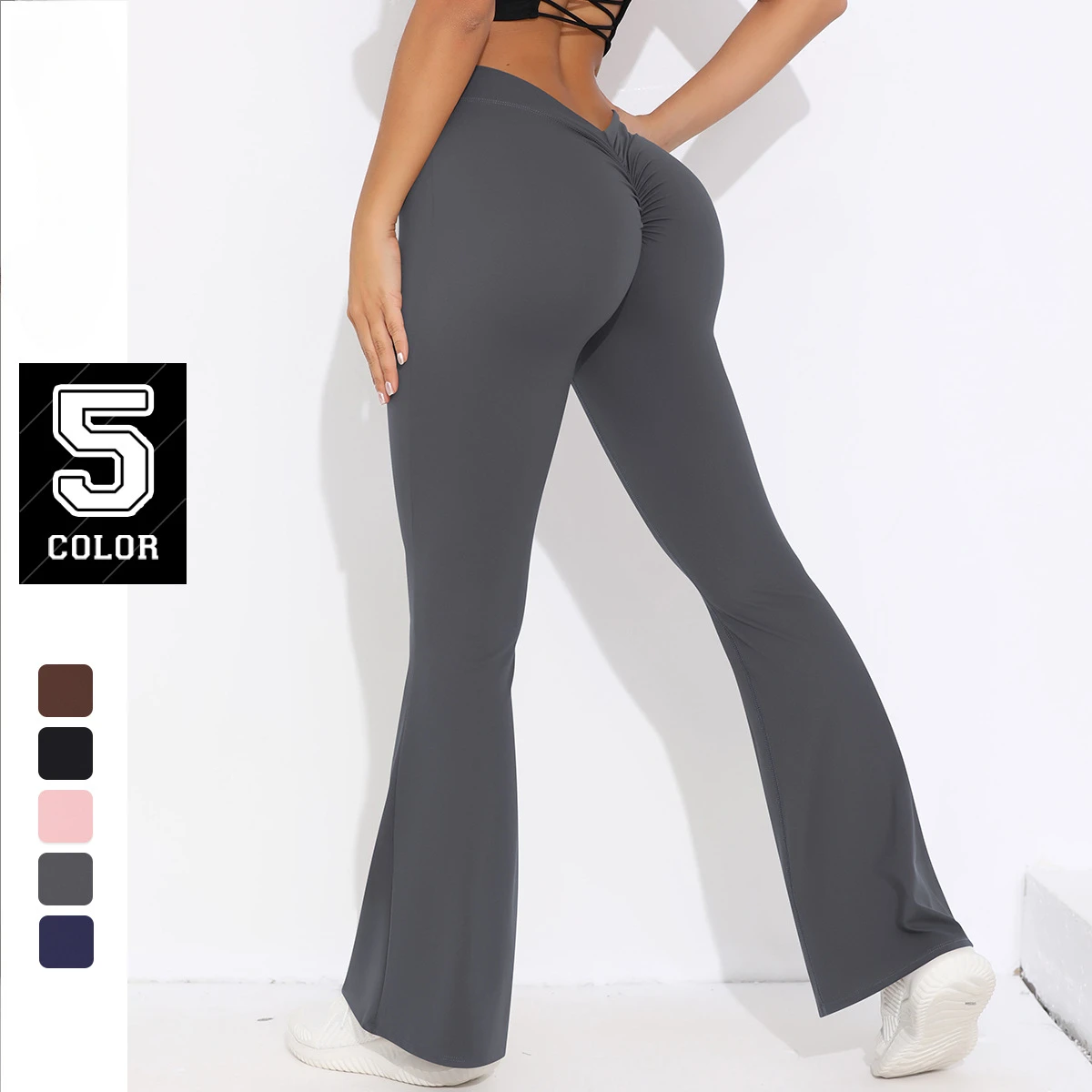Wide Pants Woman V Back Women's Flared Pants Yoga Leggings Fitness Sports Gym Wear Workout Leggings Yoga Wide Leg Flare Pants