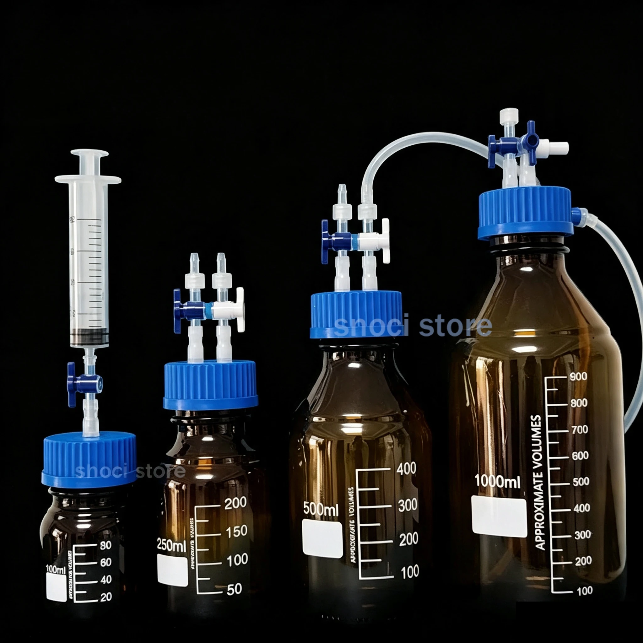 Negative Pressure Buffer Bottle Cap GL45 GL80 Sampling Liquid Extraction Bottle Lid for Soil Microbial Respiration  Experiment