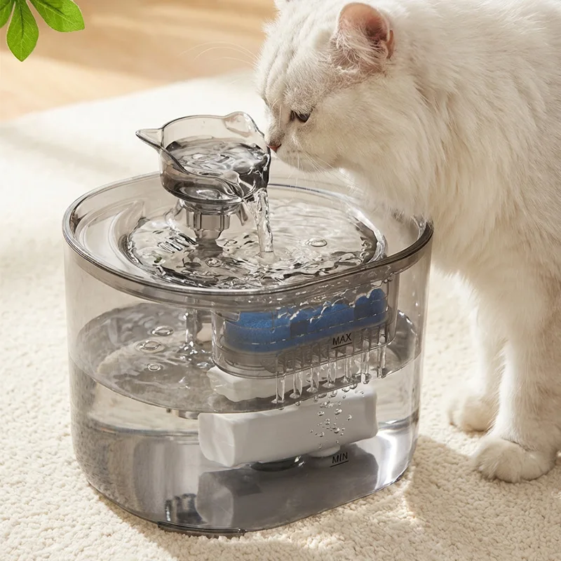 2.2L Cat Water Fountain Fresh Circulating Water Visible Water Level Easy To Clean Automatic Dispenser for Small Cats Dogs