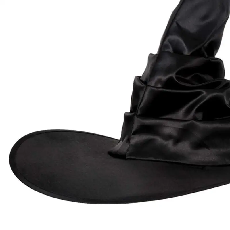 652F ファッション斜め魔女帽子黒ひだウィザード帽子ハロウィン魔女帽子大人子供フェスティバルパーティー帽子ハロウィンパーティー