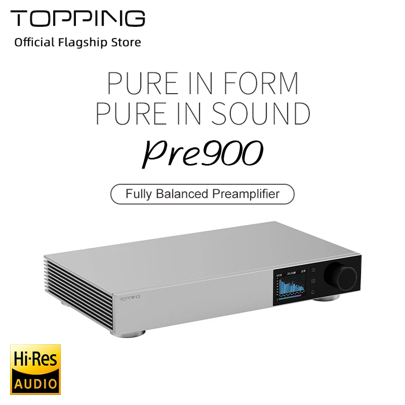 TOPPING Pre900 Fully Balanced Preamplifier 0.1 dB Precision Relay Volume Control Independent Power Supplies 151dB DNR