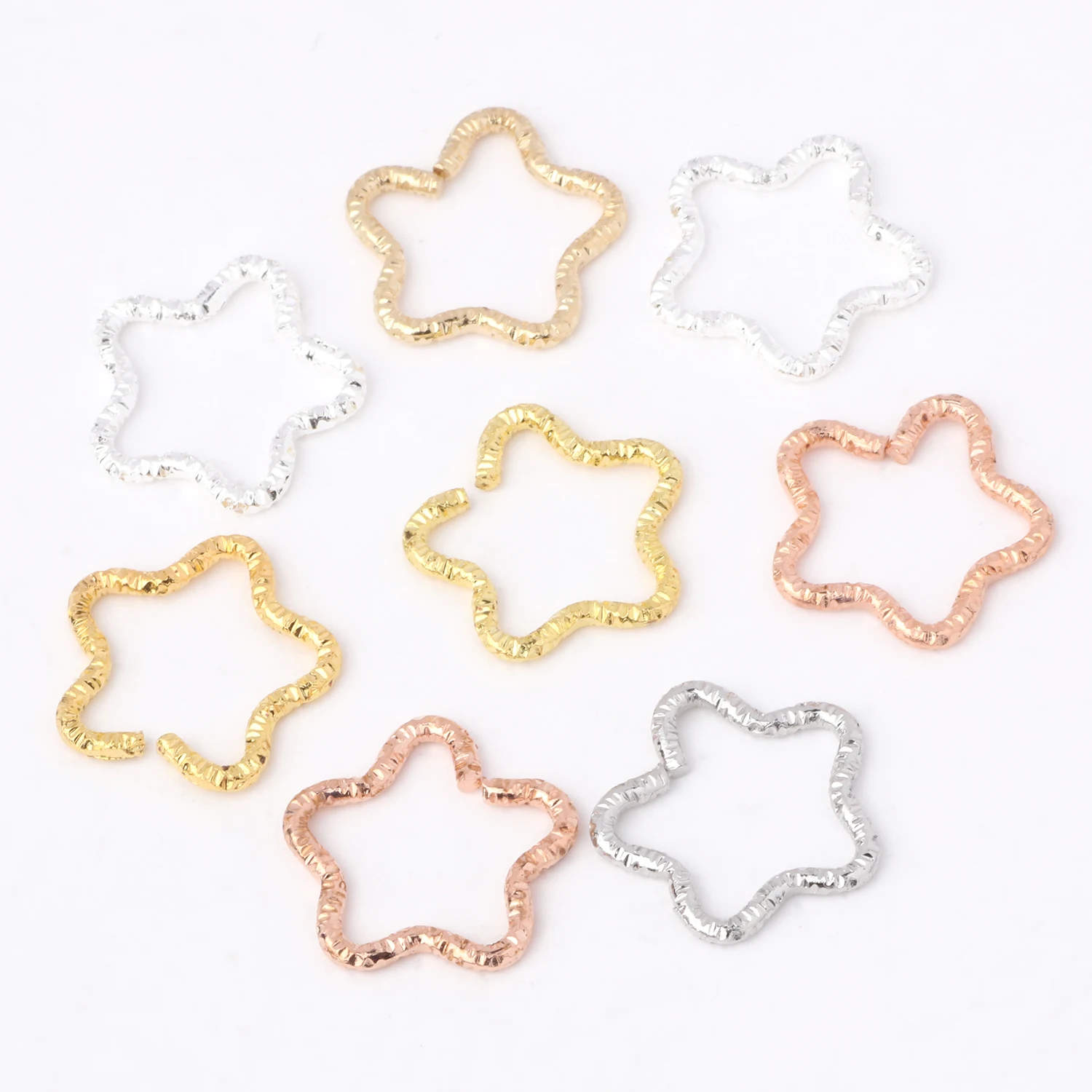 50pcs/Lot 16mm Star Shape Twisted Split Rings For Jewelry Making Keychain DIY Handmade  Bracelet Jump Rings Connector Accessorie