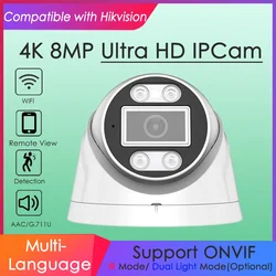 IMX415 4K 8MP Wifi Wireless IP Camera Compatible with Hikvision Smart IR Dual Light Motion Detection for Home Surveillance Onvif