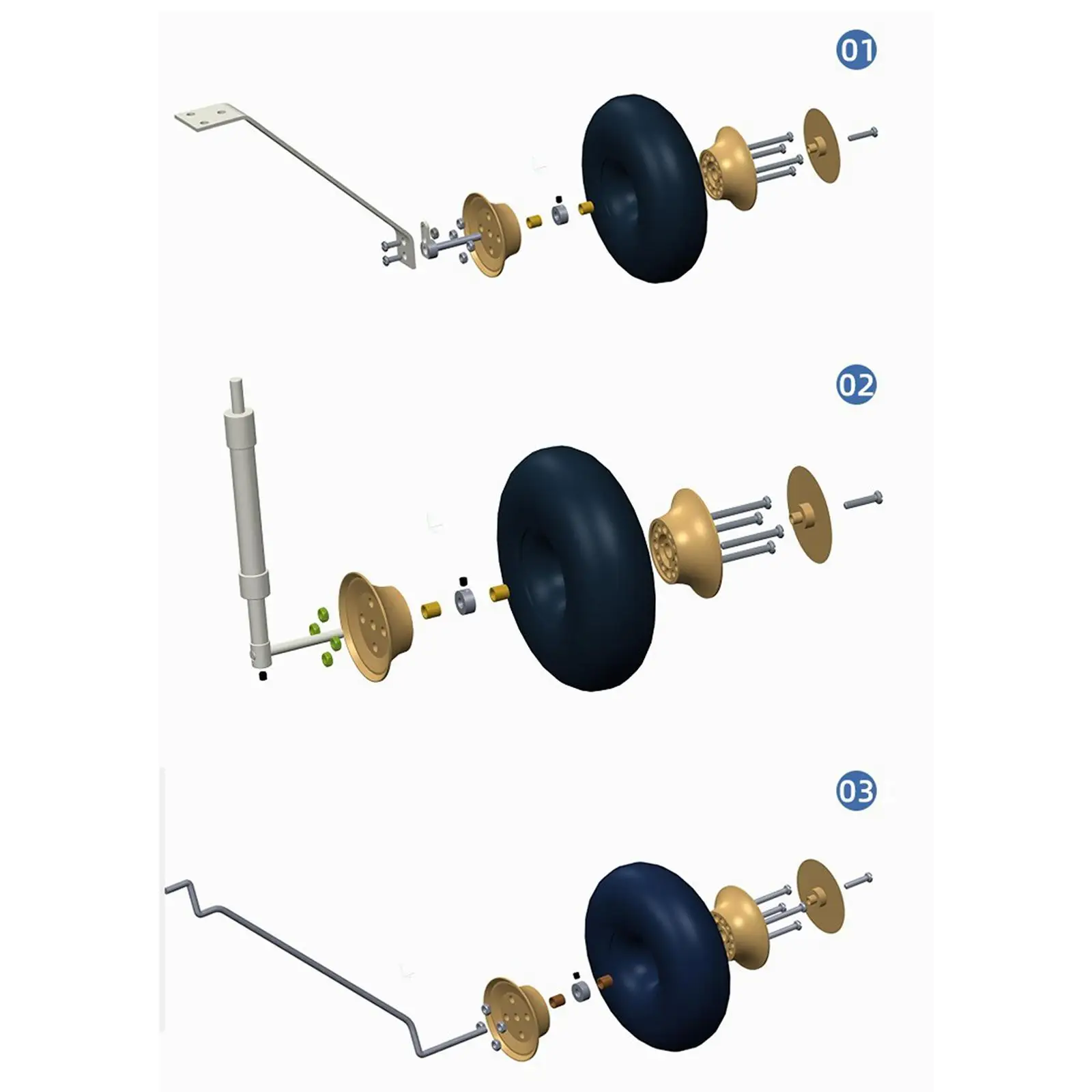 RC Airplane Wheel Black Direct Replace High Performance Stable Simple Installation Supplies Model Fixed Wing Airplane Wheels