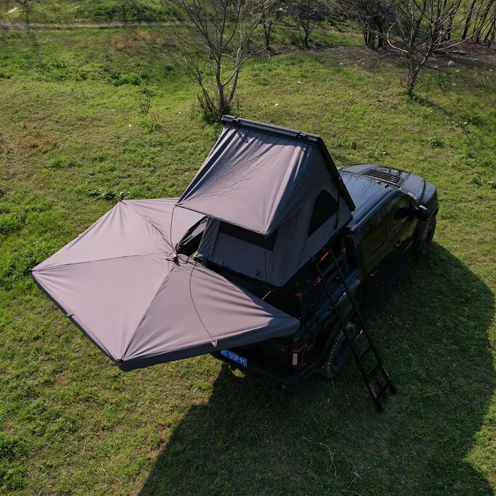 2M 4x4 Rainproof Freestanding 270 Awning LED Lights Aluminum Pole Outdoor Camping Sunshade Car Side Car Sunshade Coating Canvas