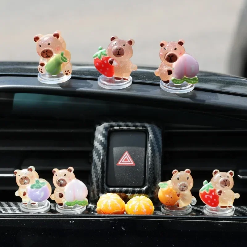 Cute Capibala Cartoon Resin Car Ornaments Auto Dashboard Center Console Cream Glue Accessories Handmade Pendants Auto Parts