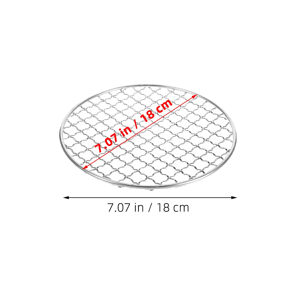 

Stainless Steel BBQ Grill Wire Mesh Rack Mat Round Design Outdoor Camping Baking Charcoal Grilling Lightweight Portable Durable