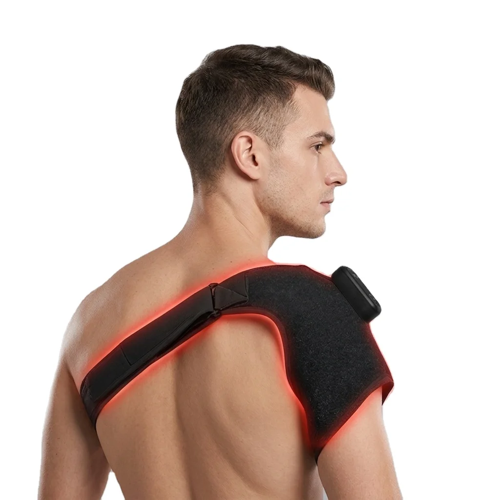 

660nm 850nm Wireless Red Light Therapy Belt Wrap Cordless Vibration Red Light Therapy Shoulder Knee Waist Massager with Heating