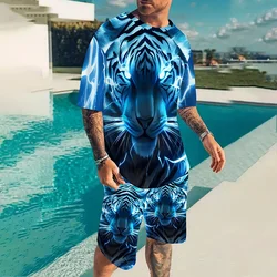 2024 New Men's Sportswear Fashion Summer Casual Breathable Refreshing Suit Printed 3D Tiger Oversized Men's Loose Casual Jacket