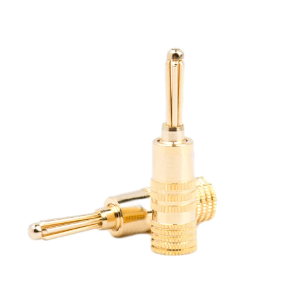 2PCS Banana Plug Connector Solid Aluminum Shell Banana Plug Gold Shell Pure Copper 4mm Six Core Banana Plug Connector Terminal