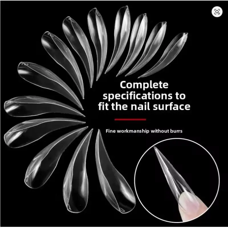 140pcs/box Short Curved Stiletto Nail Dual Form For Nail Extension Of 3D Cat's Claw Sculptural Acrylic Nails Full Cover Molds