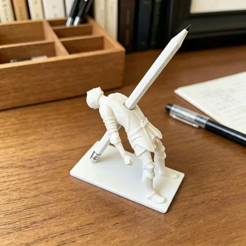 Medieval Death Knight Pen Holder Creative Desktop Pen Stand Armored Knight Desk Organizer Gothic Office Decor