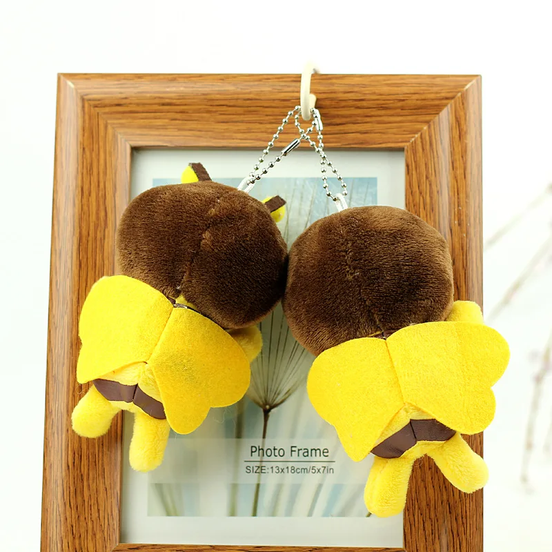 12CM Cute Mini Yellow Bee Plush Doll Keychain Pendant for Bag Backpack Decor Anime Small Bee Stuffed Toys For Kids Girls Gifts