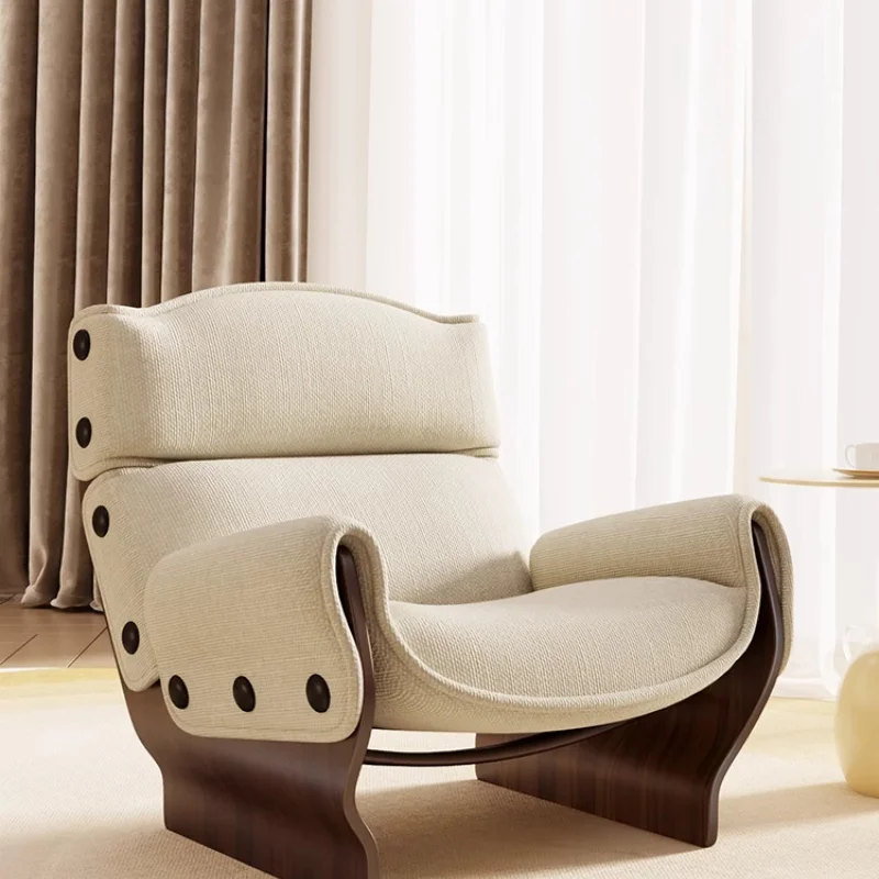

Italian Designer Single Reception Chair Solid Wood Button Creative Fabric for Living Room Villa Office Sales Home Furniture