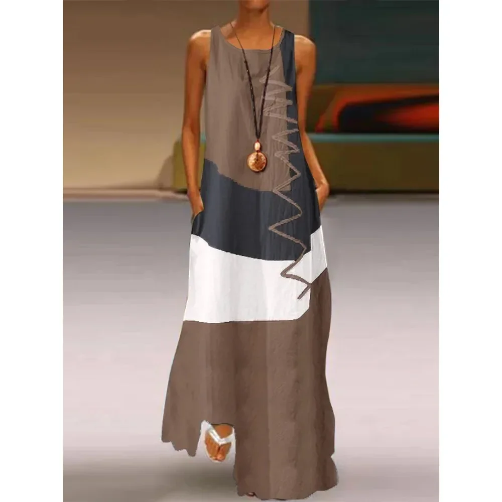 

Women Patchwork Sundress ZANZEA 2023 Summer Maxi Dress Kaftan Casual Sleeveless Tunic Vestido Female 100% Cotton Robe