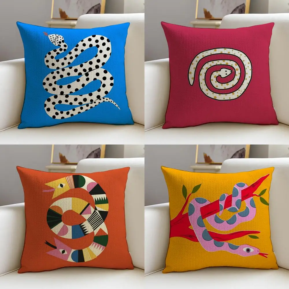 G-Graffiti SnakeS Cushion Cover 4Pcs Soft Decorative Square Cushion Covers 40x40 45x45 Pillowcases for Sofa Couch Home Bedroom