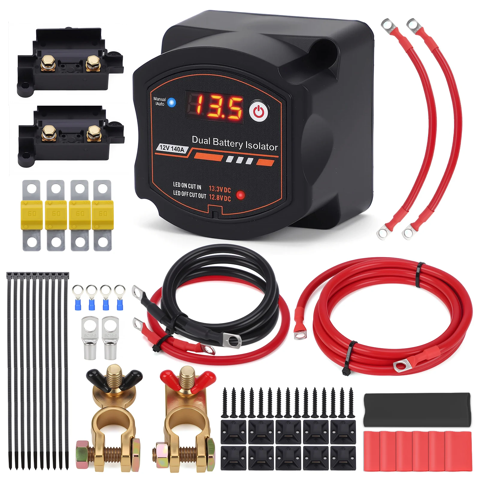 12V 140A Waterproof Digital Voltage Sensitive Relay VSR Switch For Car RV Camper UTV Boat Marine New Smart Dual Battery Isolator