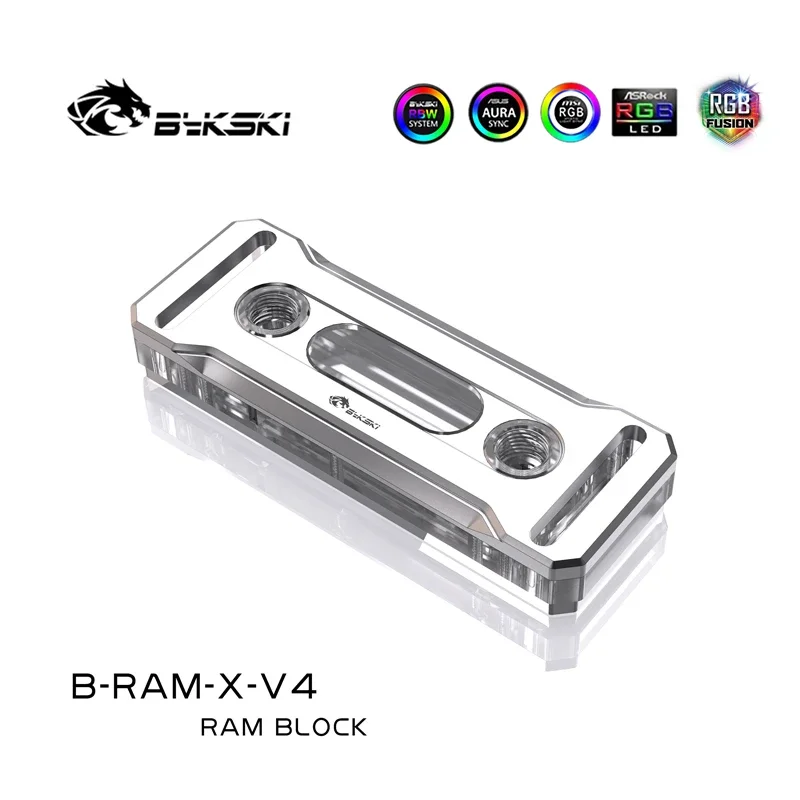 Bykski bloco de água de memória de cobre RGB, suporte 2/4 canais RAM Cooler Radiador de resfriamento líquido, 5V/12V SYNC, B-RAM-X-V4