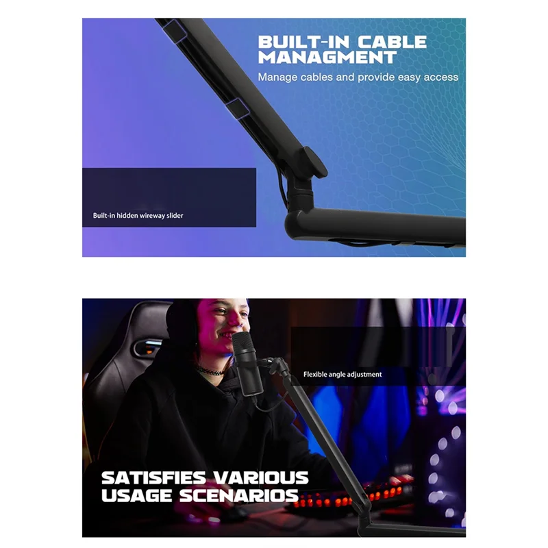 

Leading-Mic Stand Desk, Heavy Duty Boom Arm Bear With Desk Mount Clamp, Adjustable Microphone Stand Desk, Desk Mic Stand