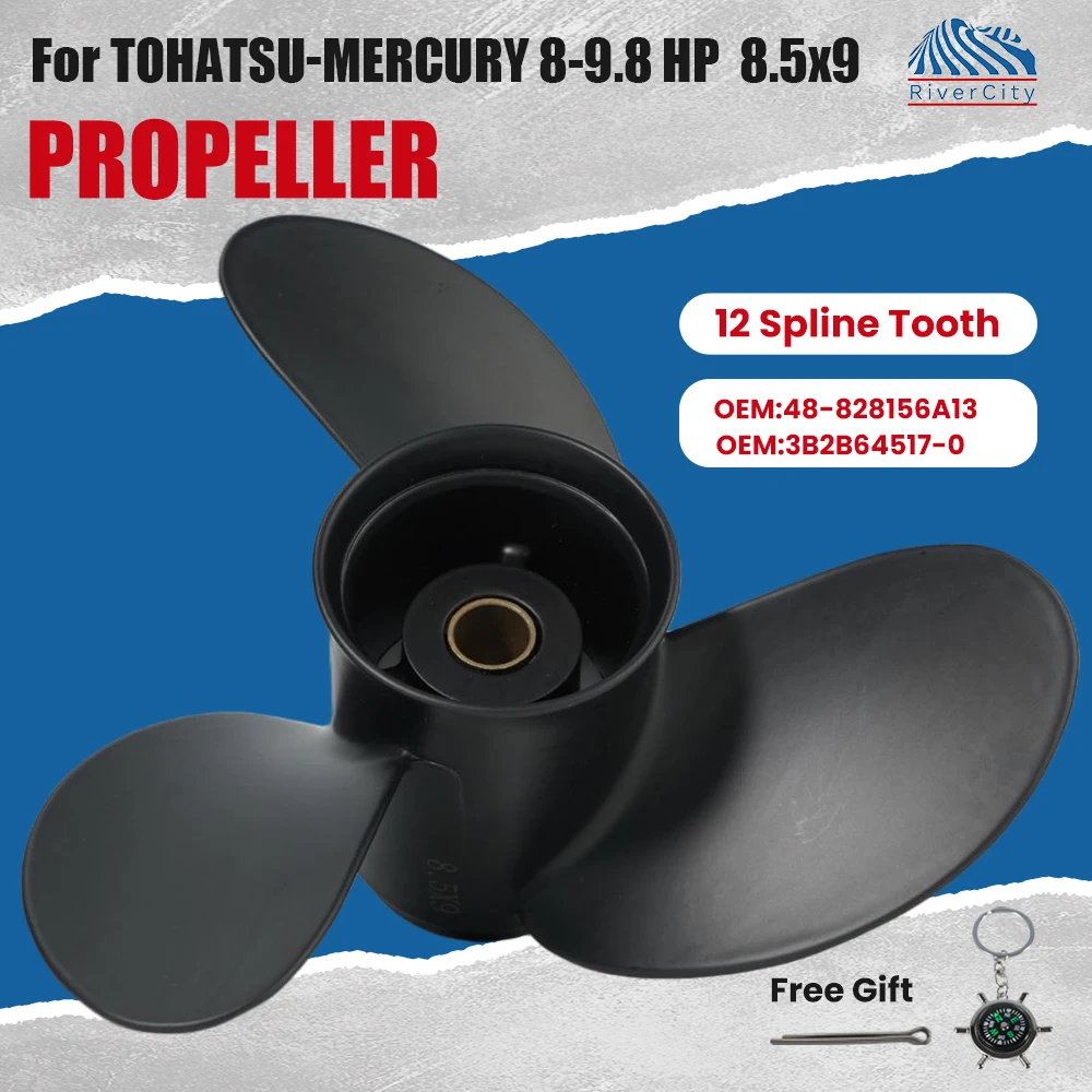 

8.5*9 Outboard Propeller For Tohatsu - Mercury 8HP 9.8HP 9.9HP Boat Aluminum Alloy Screw 3 Blade 12 Teeth Marine Engine Part