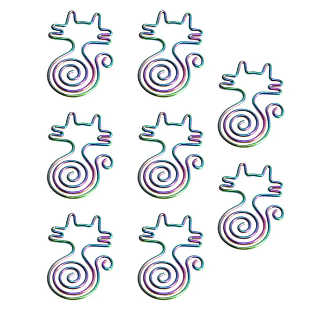 

8 Pcs Cat Shaped Metal Paper Clips Animal Design Cute Bookmark Clips For Fun Office Supplies Student Stationery Memo Accessories