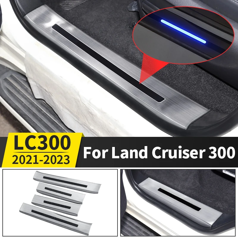 For Toyota Land Cruiser 300 2021-2023 Modified Threshold Accessories Car Door Pedal Led Light LC300 J300 Upgraded Interior Parts