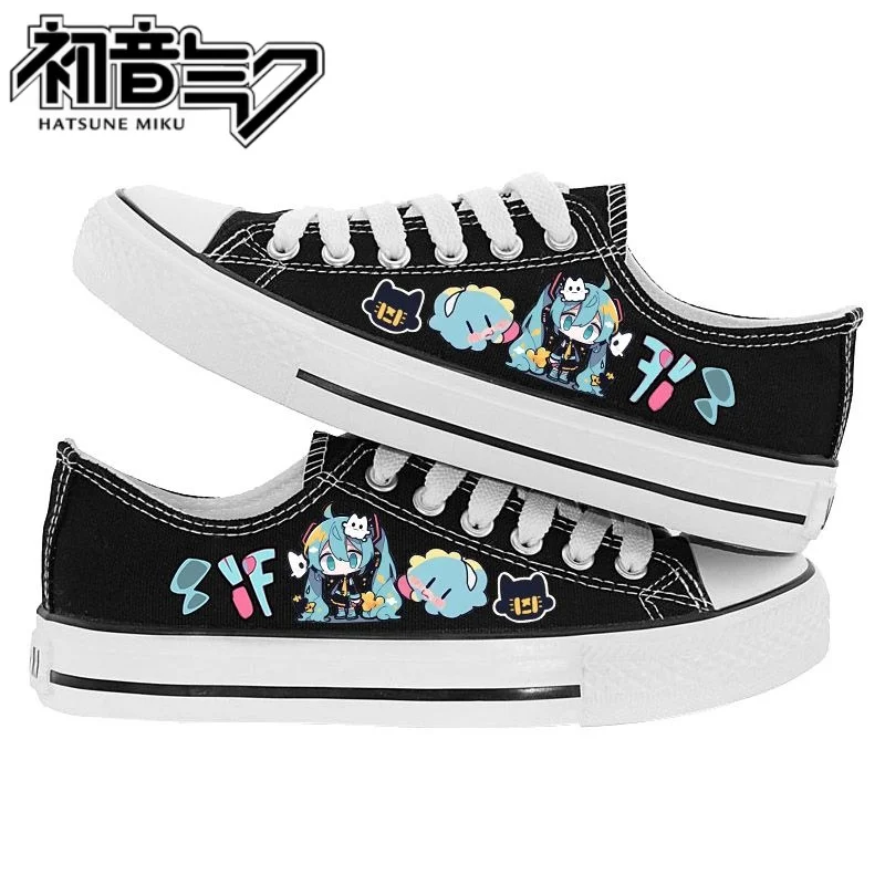 Kawaii hatsune miku leinwand schuhe sommer neue dünne schuhe cartoon neue high top/low top vielseitige junge mädchen schuhe paar stil