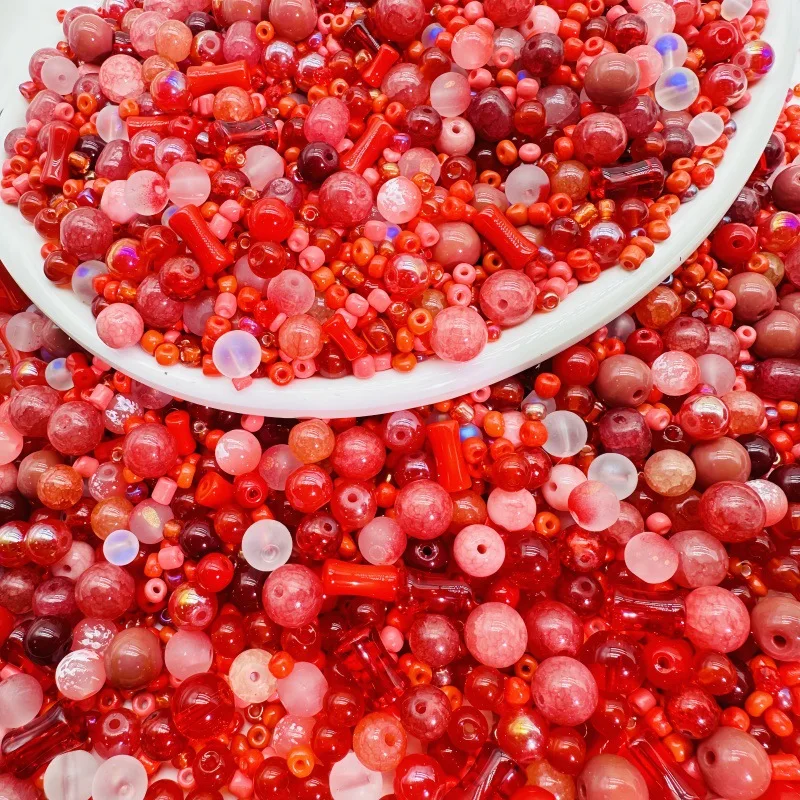 Mixed Water-Stained Porcelain Beads Pack Multicolor Loose Beads for DIY Handmade Bracelet Necklace Jewelry Making Accessories