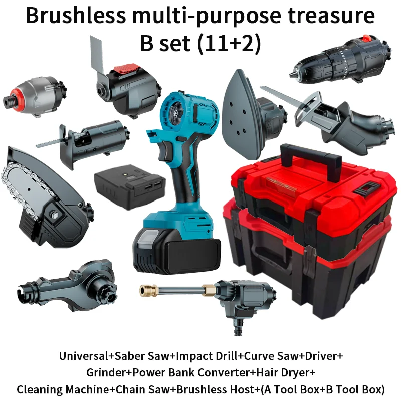 Replaceable Power Tool Multi-purpose Treasure Angle Grinder Impact Wrench Portable Cordless Multifunctional Tool Set