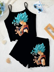 Slip Dress T-shirt Sałata Wykończenie Vegeta Piżama Spódnica Eleganckie zestawy damskie dla kobiet 2-częściowy Dragon Ball Son Goku Top Krótki garnitur