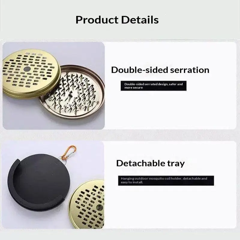 Portable Metal Mosquito Coil Holder Hanging Fireproof Detachable Anti Burn Design For Camping Outdoor Use