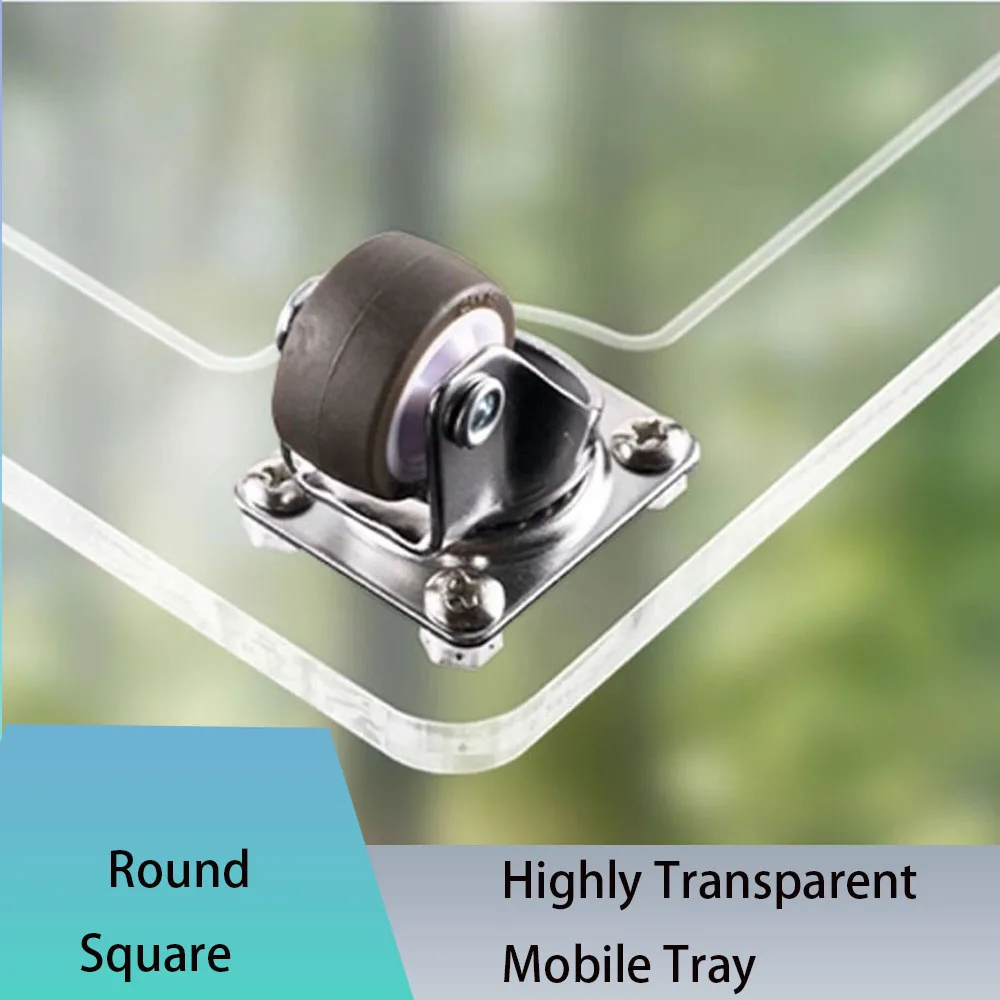 1 Pcs High Transparency Disc With Silent Rotating Roller Base Chassis Casters Movable Plant Support Tray Trolley