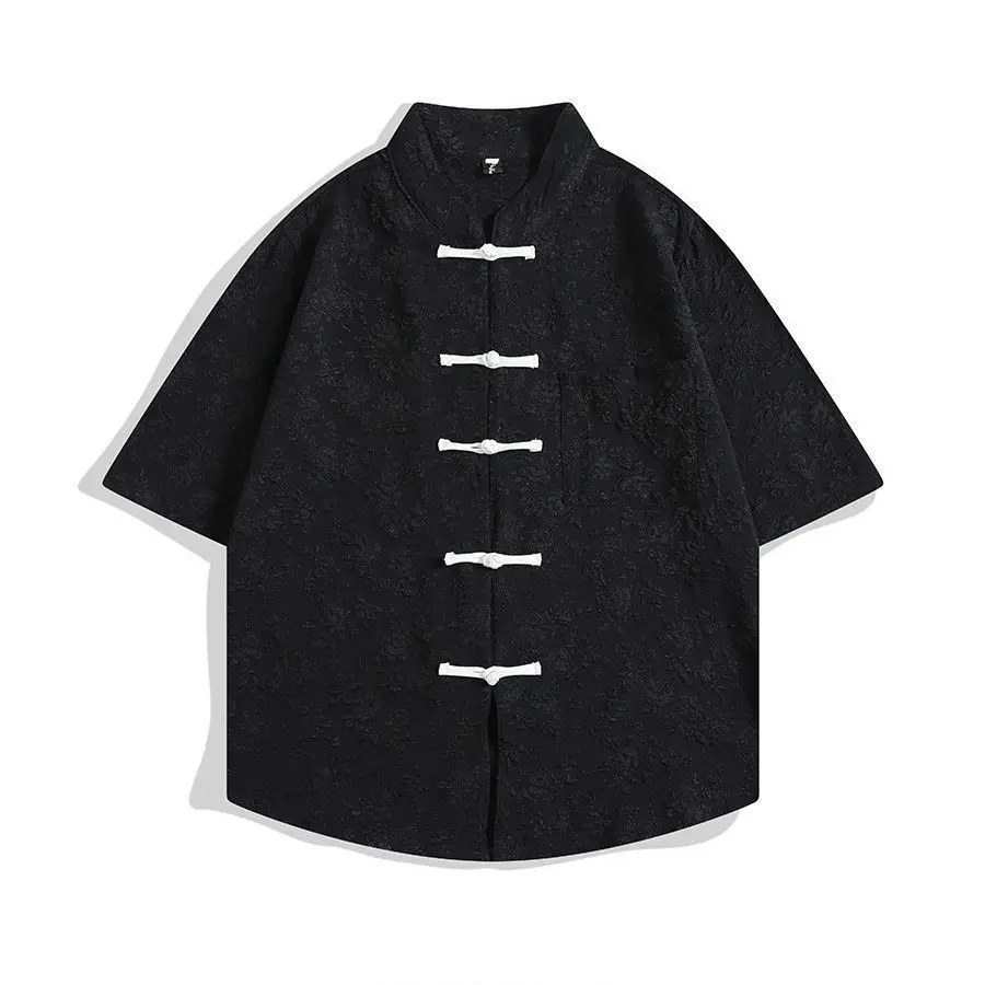 

New Chinese Style Moda Frog Loose Shirt Half Sleeve Minority Office Lady Blouses Personalized Streetwear Vintage Designed Blusas