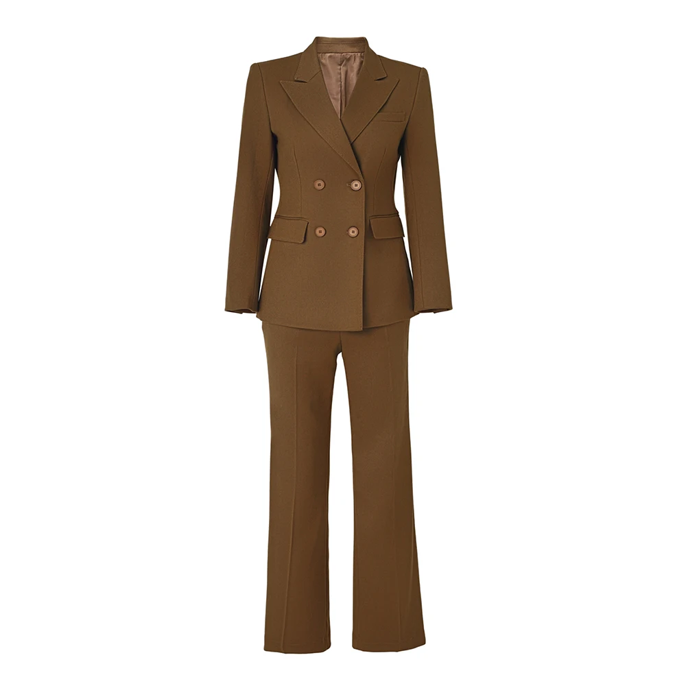 3 Colors Options Double Breasted  Blazer Trousers Set Classice Elegant OL Lady Business Women Suit