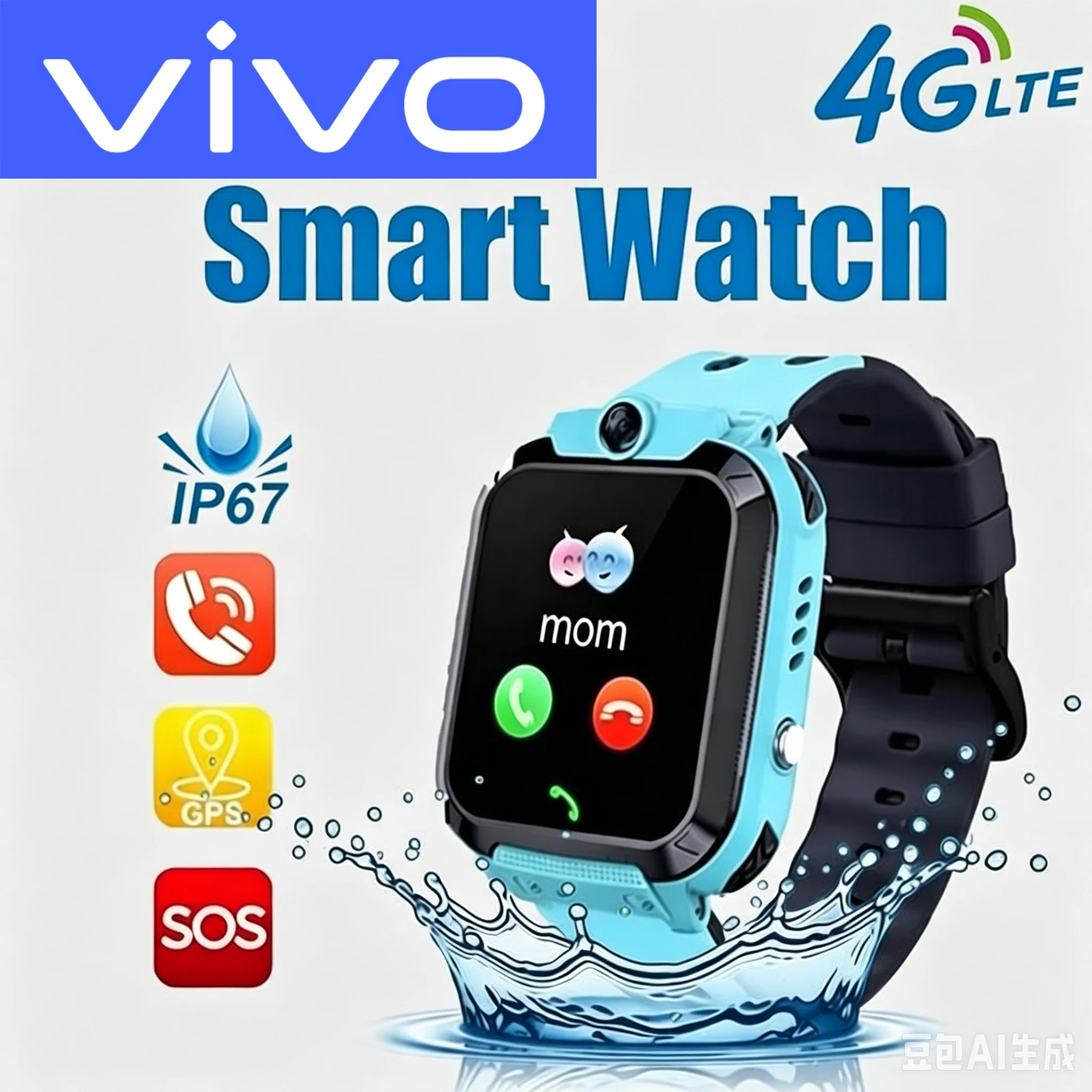 VIVO 4G Kids Smart Watch SOS Wifi GPS Location Call Electronic Watch Card Camera Waterproof School For Boys Girls For Gift