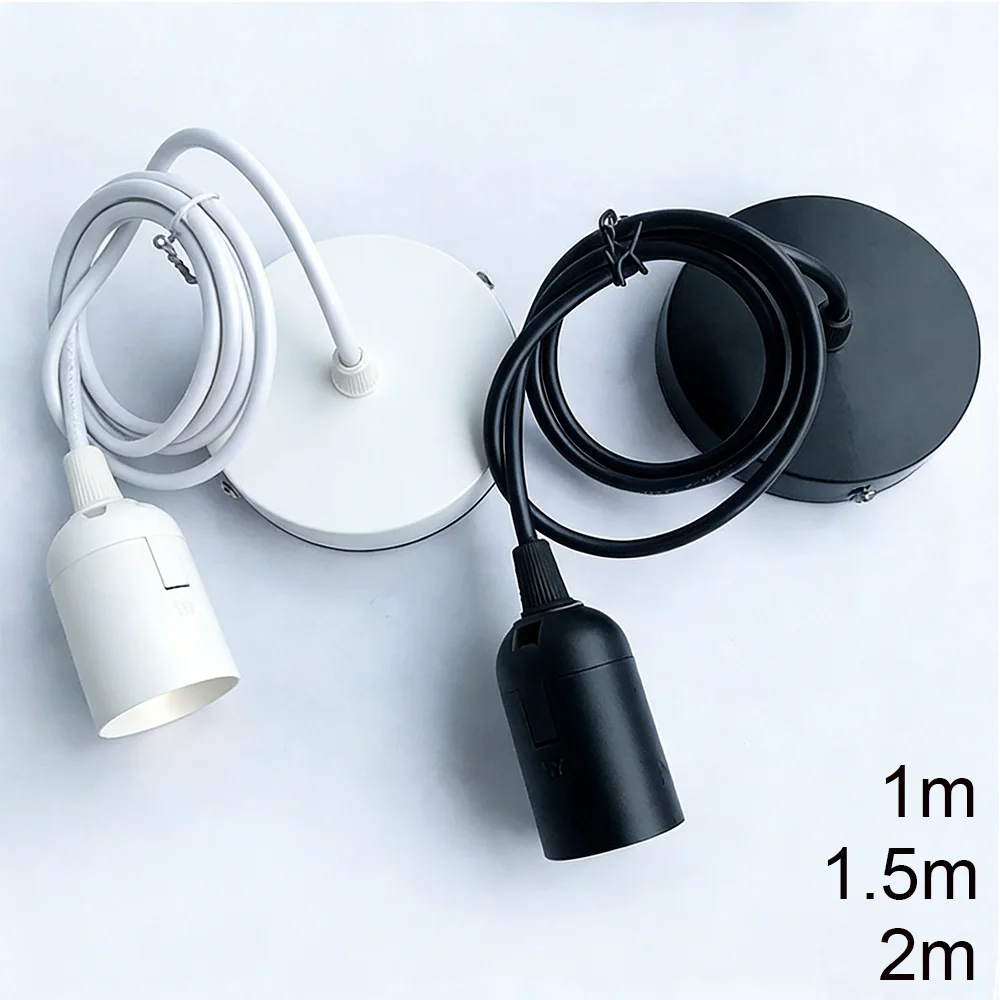 E27 hanging Lamp 100cm 1.5m 2m Adjustable Wire Cable Industrial Pendant Lamp Holders With Fitting Plate Ceilling Lamp Suspension