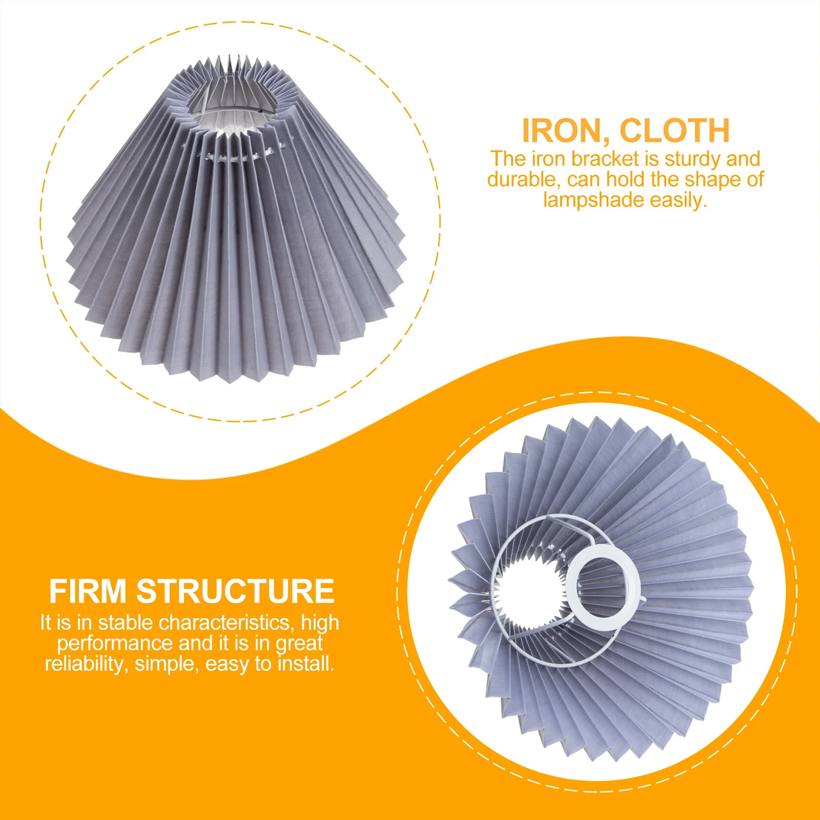 

Cloth Lampshade For Table Lamp Folding Shade Cover Desk Light Holder Dustproof Iron Bracket Easy Install