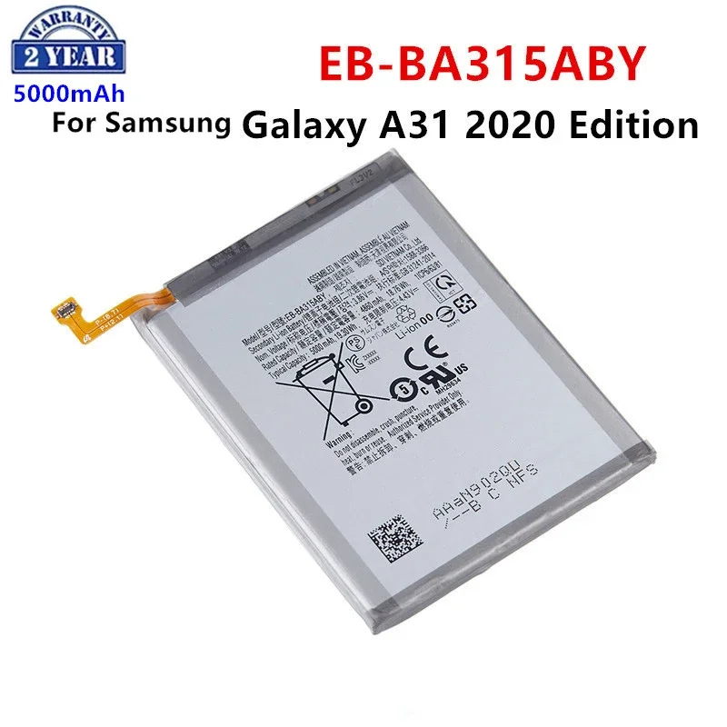 サムスンギャラクシーA31用バッテリー,新品,EB-BA315ABY 5000mah,エディションSM-A315F,ds,SM-A315G