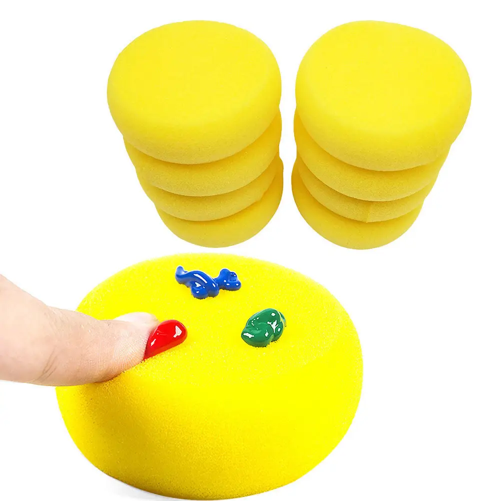 10Pcs Children Drawing Template Sponge Stamper Round Painting Stencil Early Education Supplies Creativity Craft Tool Easy Wash