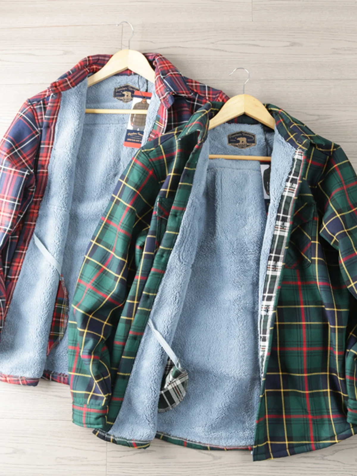

Thiened Fce Plaid irt Мужская свободная посадка Long Sve Зимняя одежда Повседневная одежда irt Double ket Design Heavyweight irt