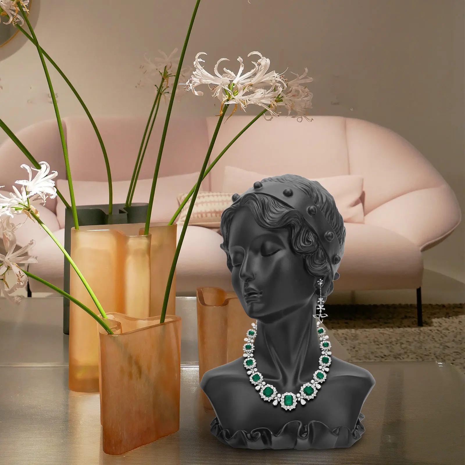 

1Pcs Jewelry Display Rack Premium Resin Figure Bust Statue for Necklace Earrings Storage Decorative Craft Chic Holder