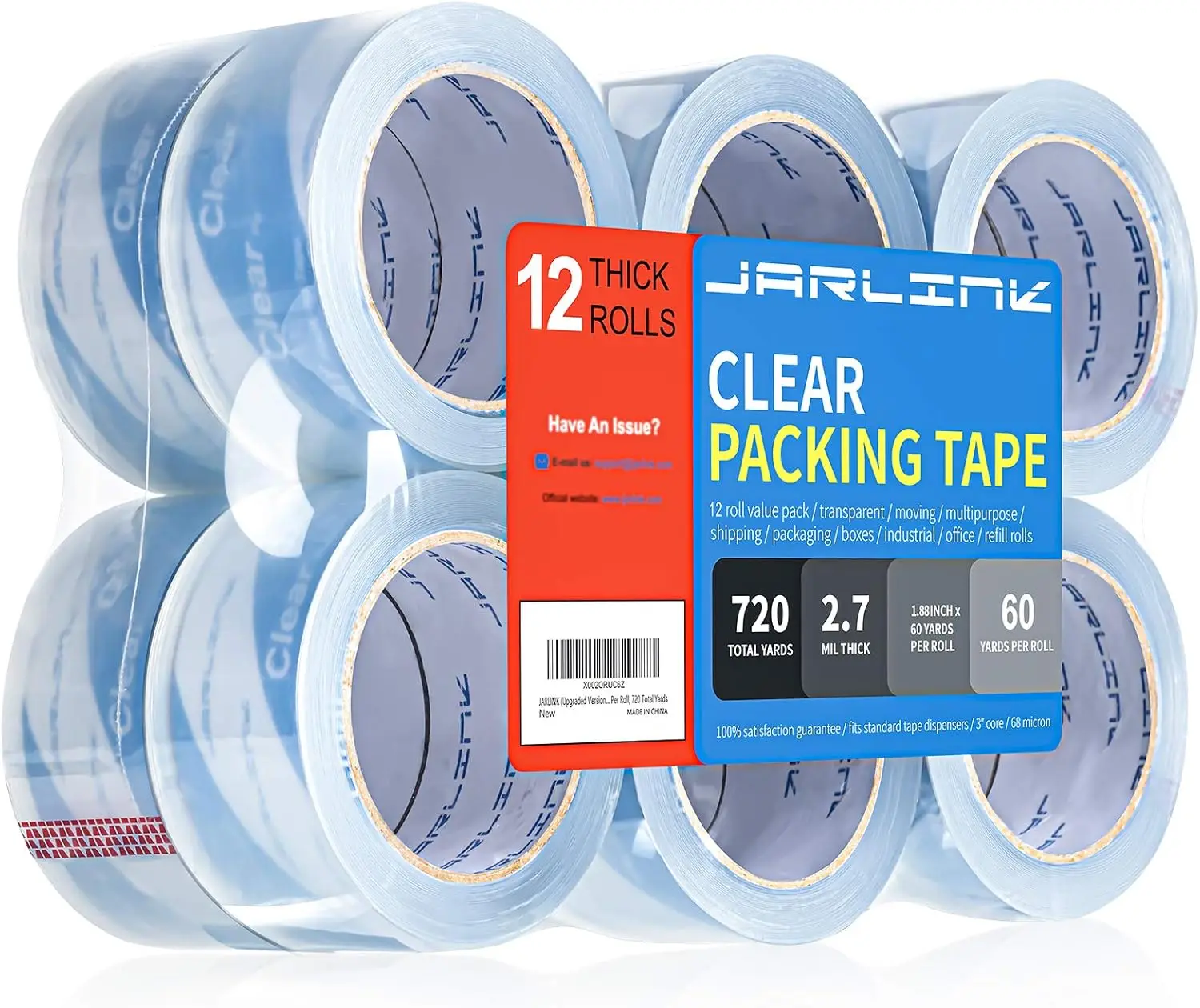 

Clearer Packing Tape 12 Rolls, Heavy Duty Packaging Tape for Shipping Packaging Moving Sealing, 2.7mil Thick, 1.88 inche