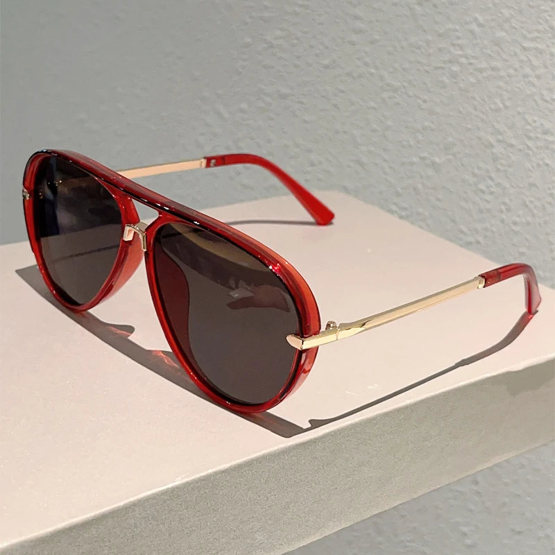 KAMMPT Vintage Pilot Zonnebril Mannen 2025, Nieuwe Mode Multi-color Gradient Shades Vrouwen Trendy Casual Outdoor Decor Zonnebril