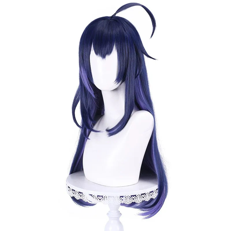 75 cm Black and Purple Highlights Cosplay Wig with Simulated Scalp for Honkai: Star Rail Seele