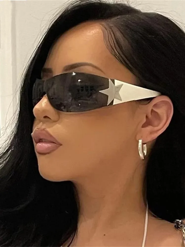 スポーツパンクサングラスゴーグル Y2k 高級ブランドデザイナーサングラスシェードワンピースアラウンド眼鏡女性 5 つ星眼鏡