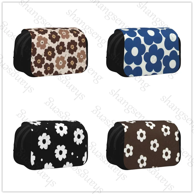 

Pencil Case Double Flip Pencil Case School Supplies Children's Pencil Case Storage Cosmetic Bag Japanese vintage floral fabric