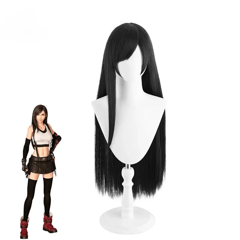 

FF VII Tifa Cosplay Wig FF7 Remake 80cm Black Women Wigs Synthetic